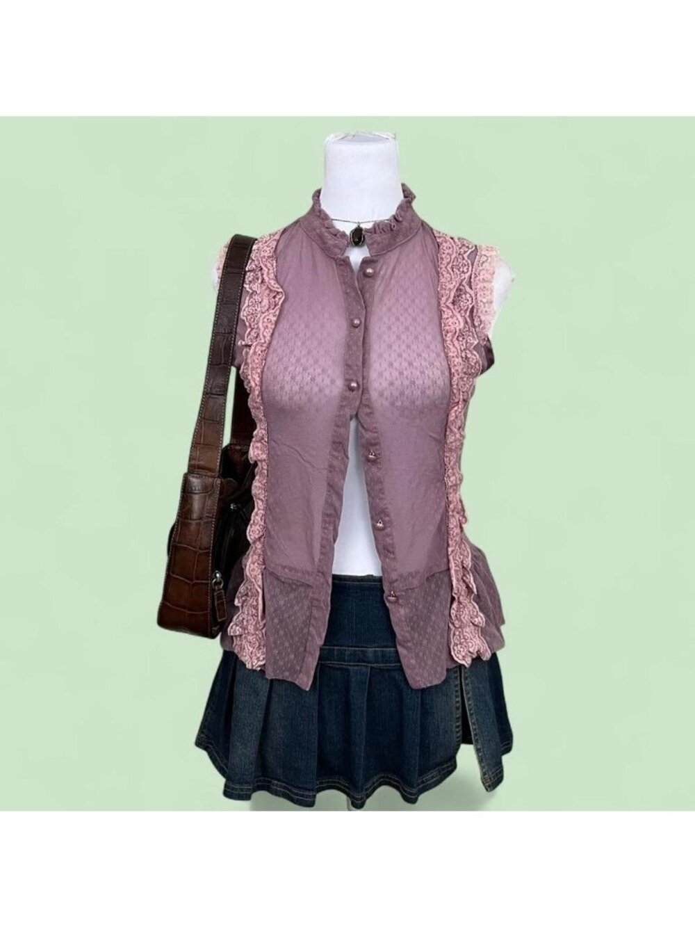 magenta sheer mesh lace ruffle coquette dainty tumblr top